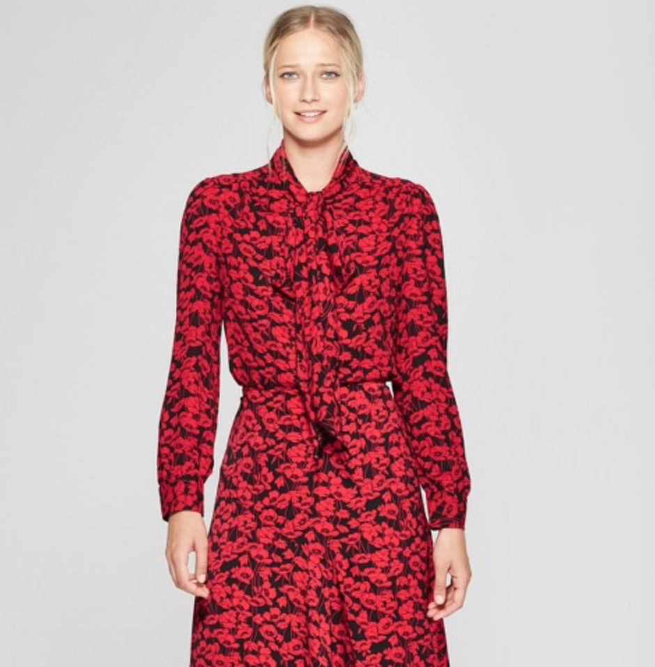 Women's Long Sleeve Exaggerated Tie Neck Blouse by Who What Wear, $29.99 Photo Credit: Target