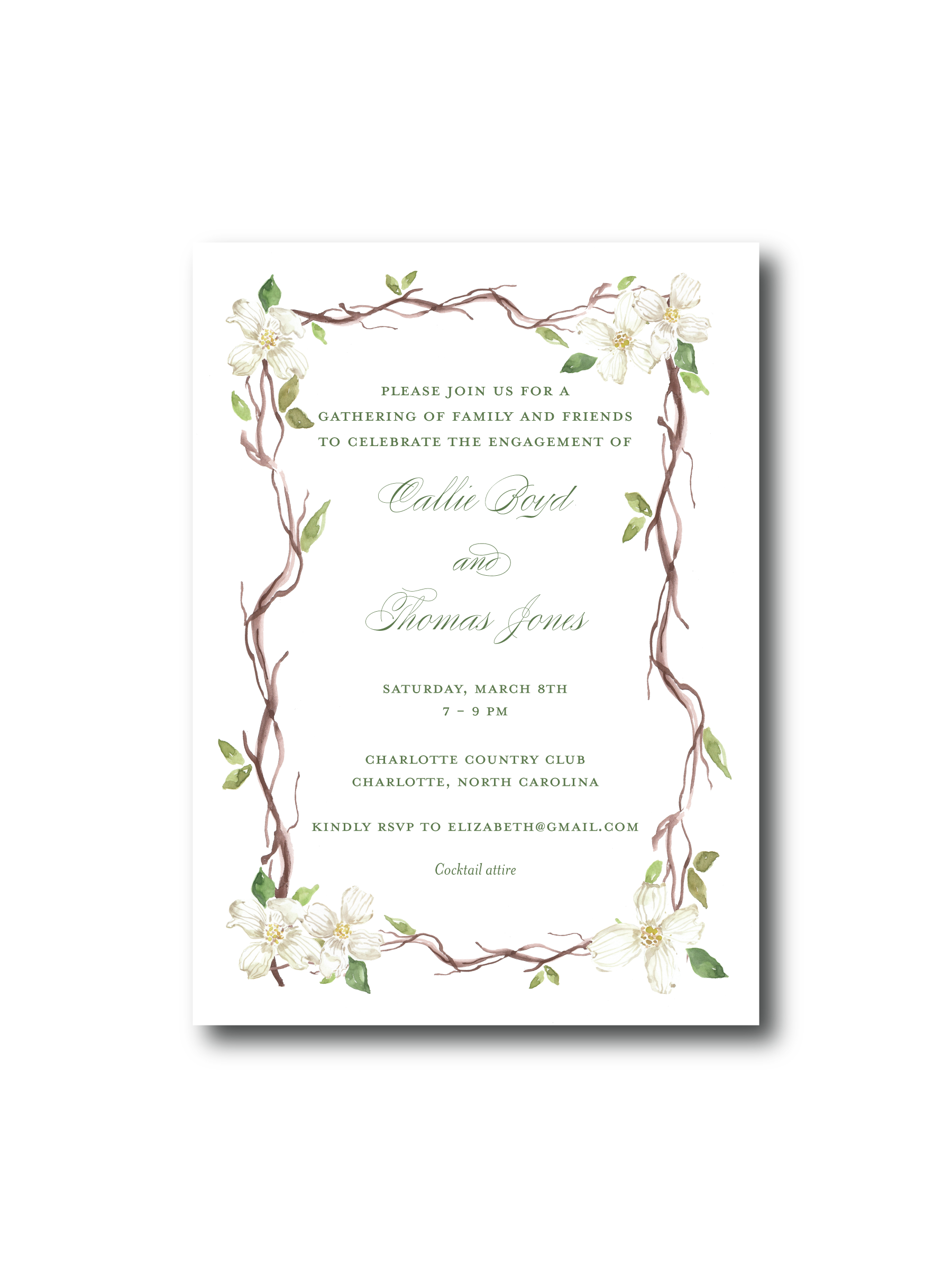 Dogwood Florals Semi Custom Invitation