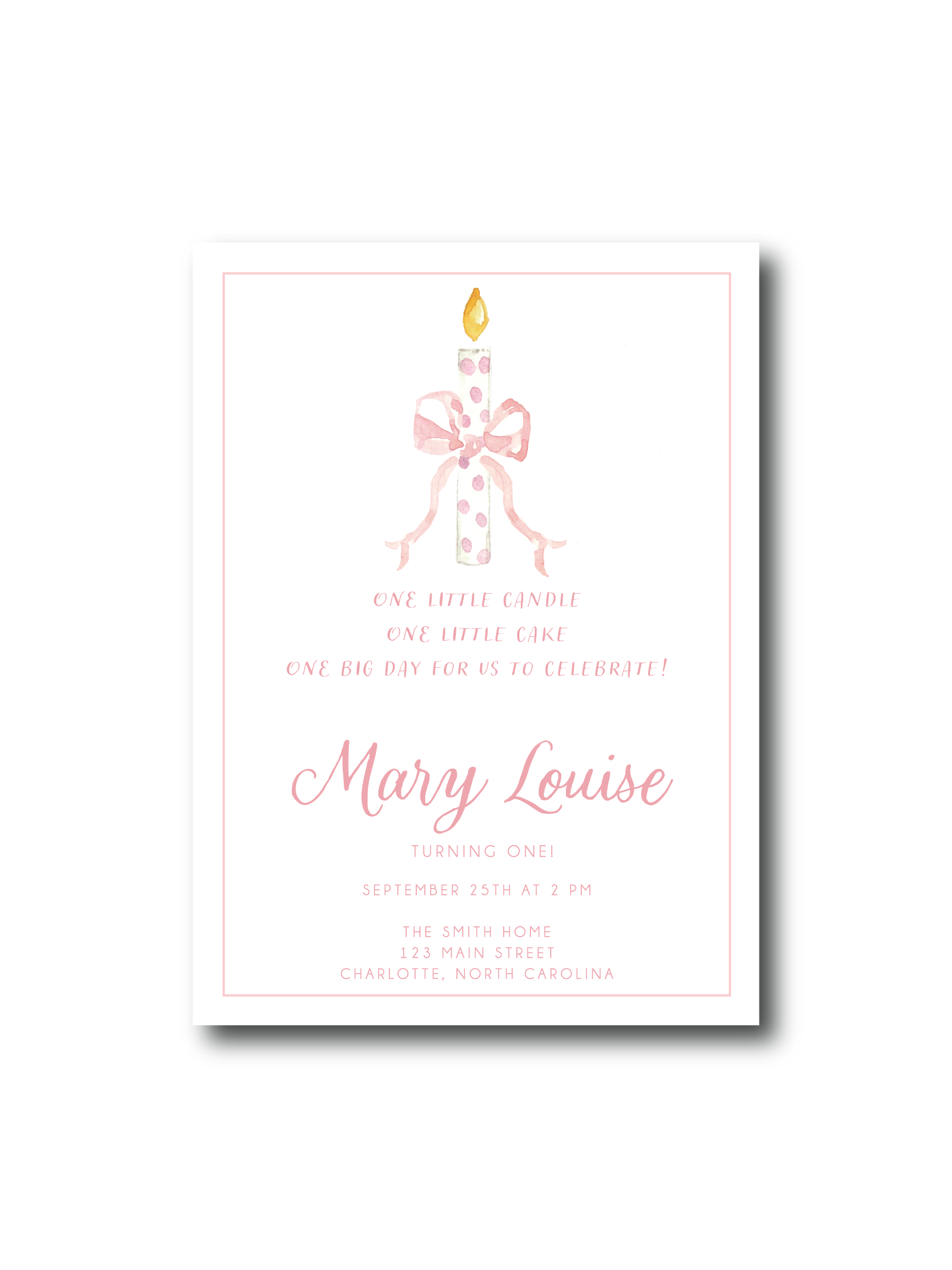 Pink Candle Semi Custom Invitation