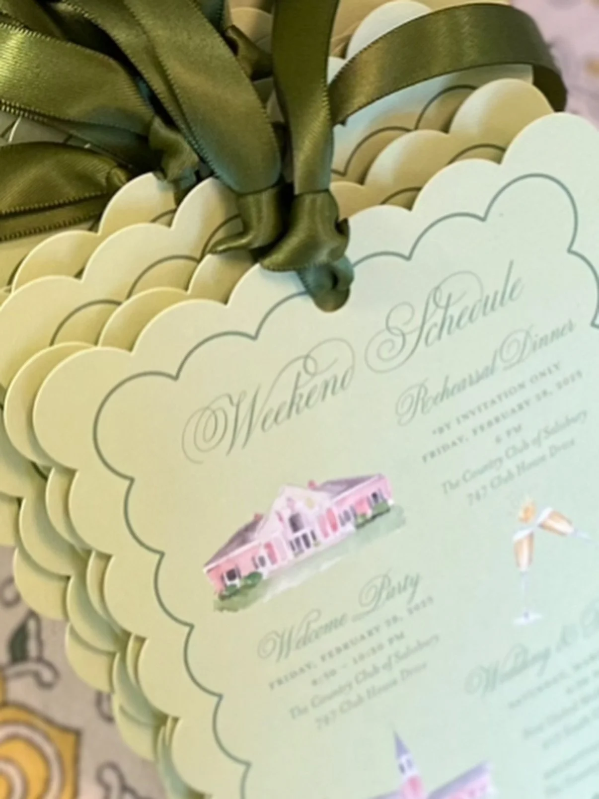 Scallop wedding detail cards