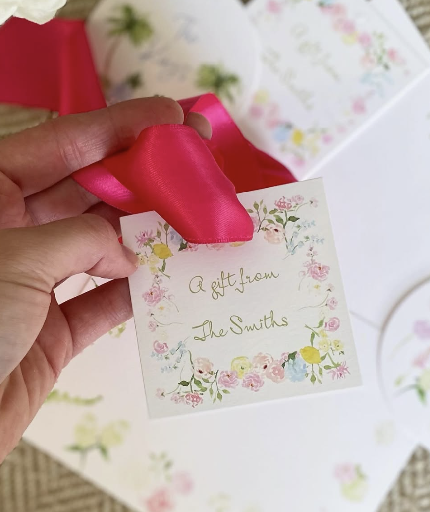 personalized gift tags with watercolor flowers