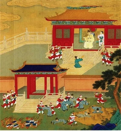 Killing the Scholars and Banning the Books, 18th century Chinese painting (public domain)