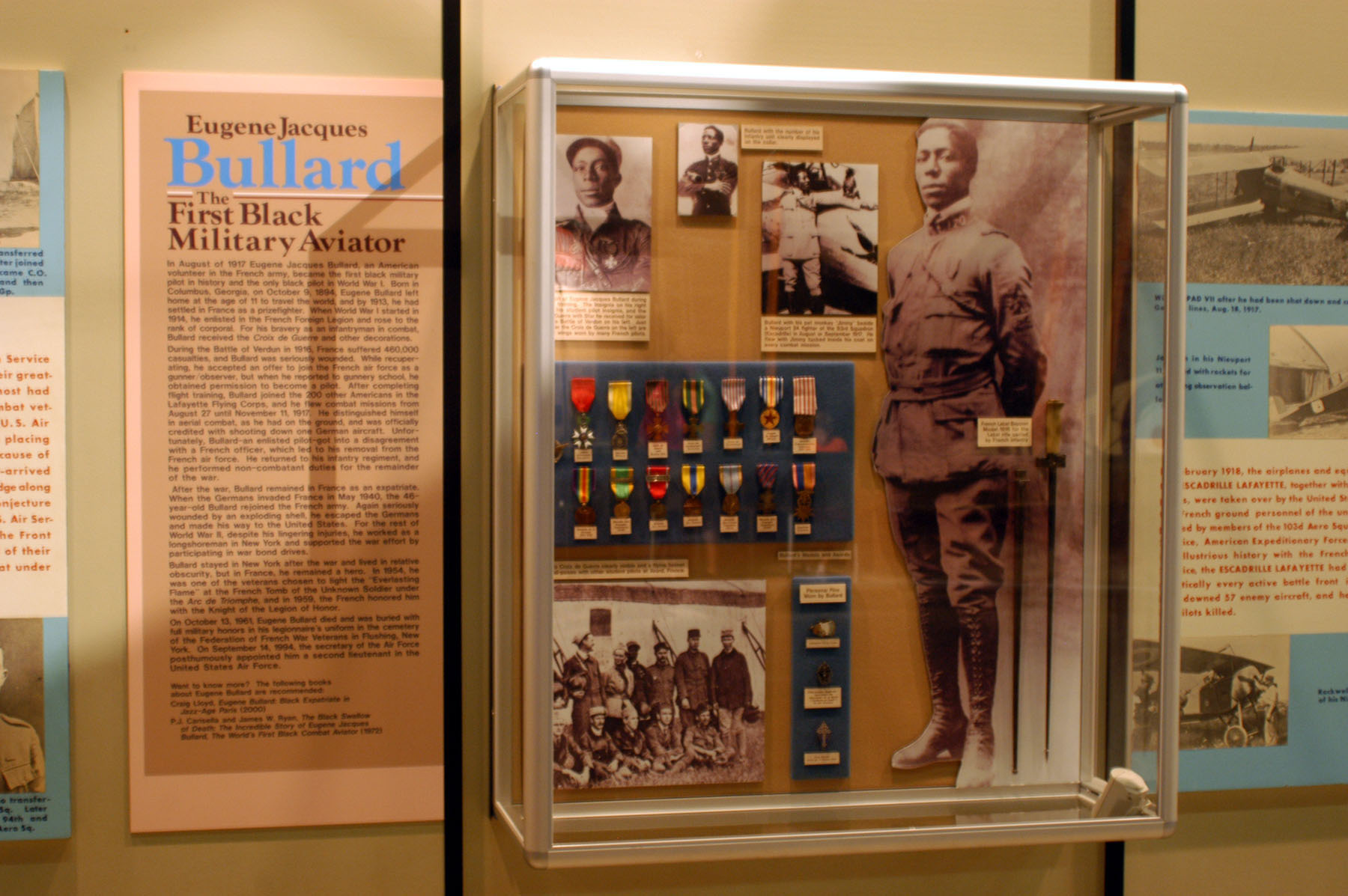 DAYTON, Ohio -- Eugene Jacques Bullard exhibit in the Early Years Gallery at the National Museum of the United States Air Force. (U.S. Air Force photo)