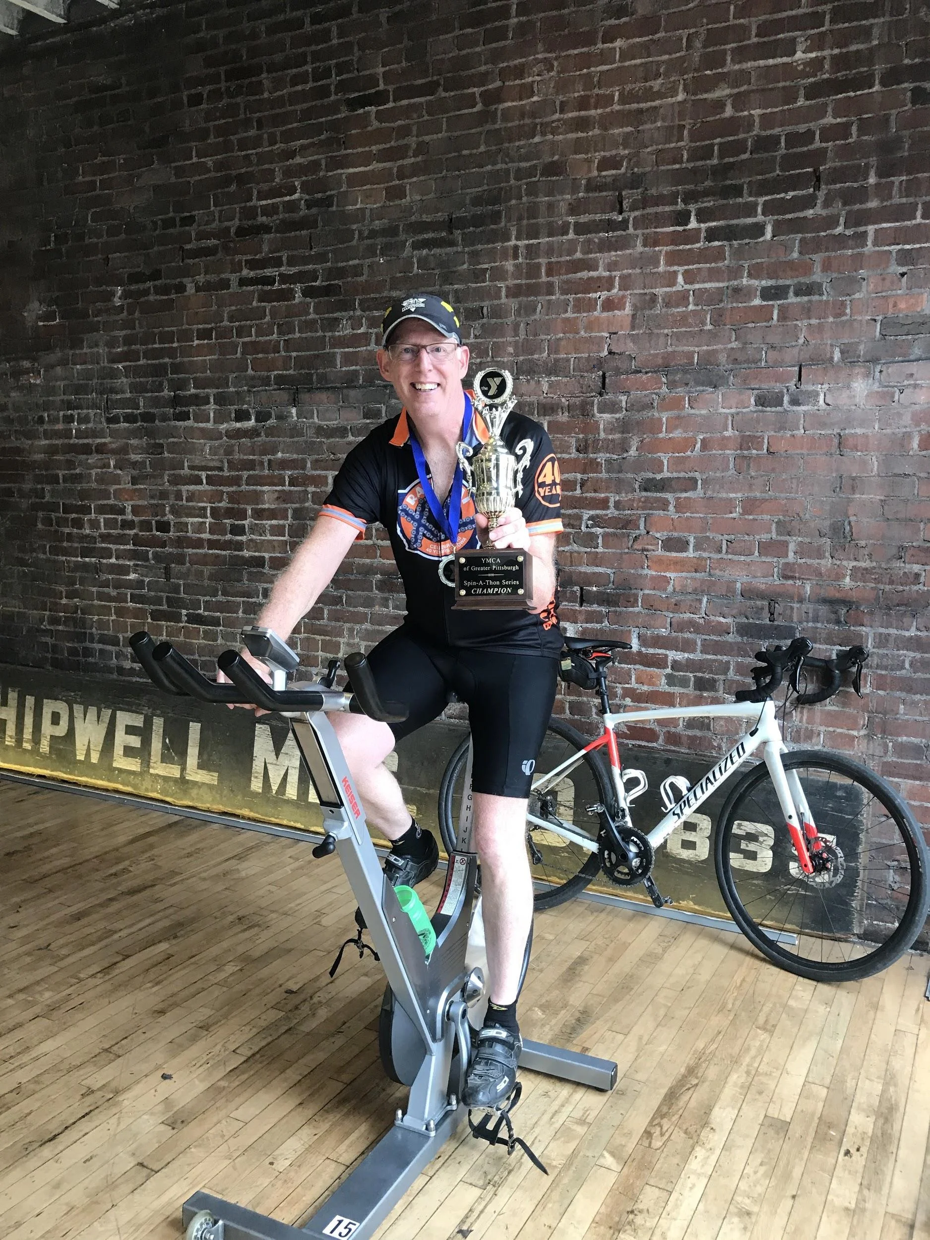 Mike Lloyd, winner of the October 2017 Allegheny YMCA Spin-A-Thon