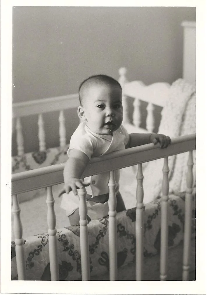 Sarah, the original occupant of the white crib (May 1974)