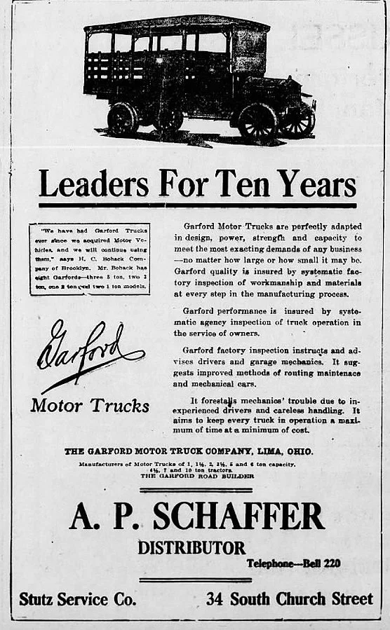 104 OB2 1918_-_A_P_Schaffer_Corporation_Newspaper_Ad_Allentown_PA public domain.jpg