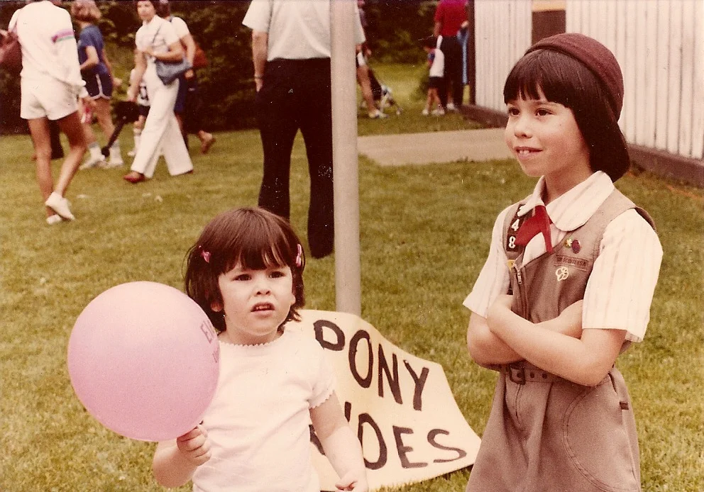 Sarah O'Brien in her Brownie uniform with little sister Rebecca.