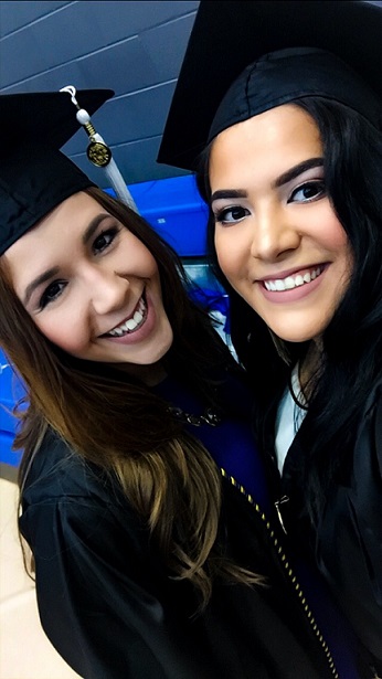 Dala’s Elizabeth LaMonte (left) on her graduation day at the University of Texas at Arlington