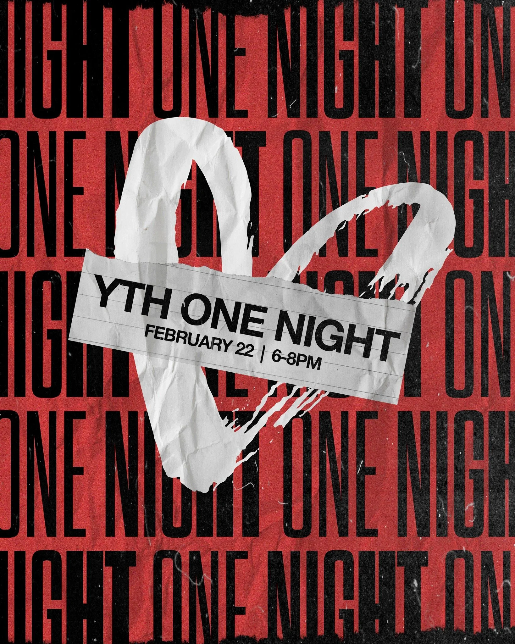❤️ YTH ONE NIGHT ❤️ THIS SUNDAY

This is your sign to text that friend and bring them with you. It&rsquo;s gonna be a night full of worship, a powerful message from our Guard Rails series, and time to just hang and connect.

Plus it&rsquo;s Valentine