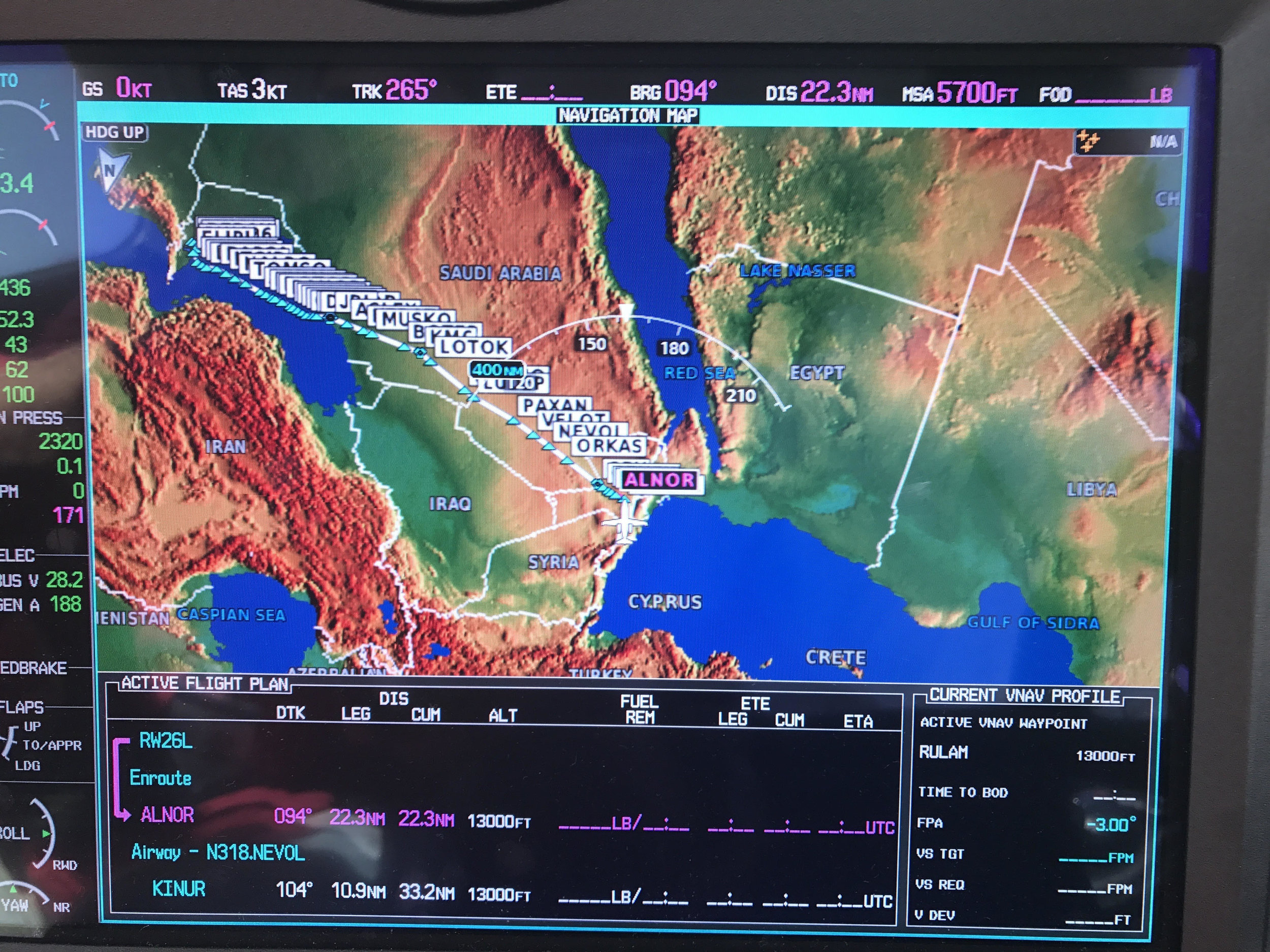  Amman, Jordan to Dubai, UAE World Speed Record set!&nbsp; Down the Persian Gulf 2 miles outside of Iranian airspace. 