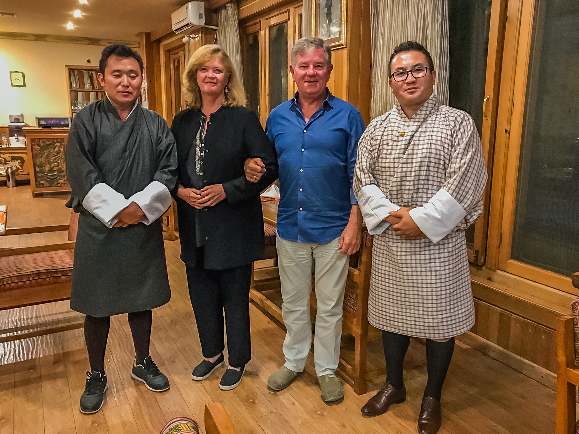  After dinner with Dorji and Chencho in Thimphu, Bhutan.&nbsp; 