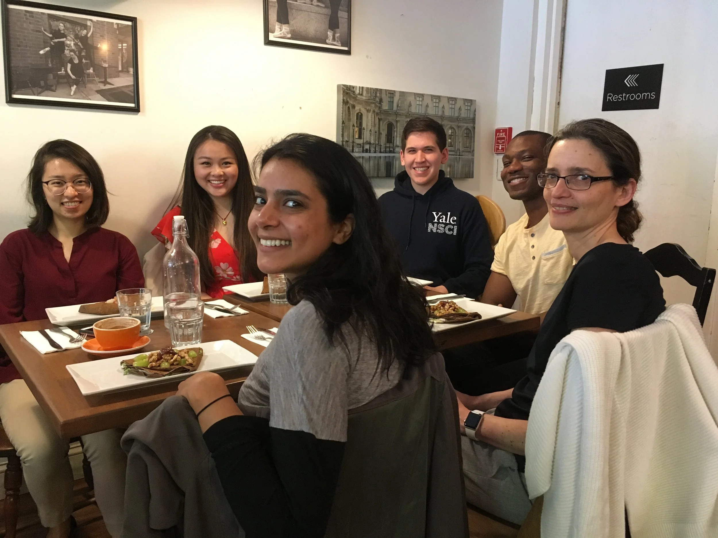 Farewell lunch for graduating seniors Jacquelyn Du and Dominic Schnabel.