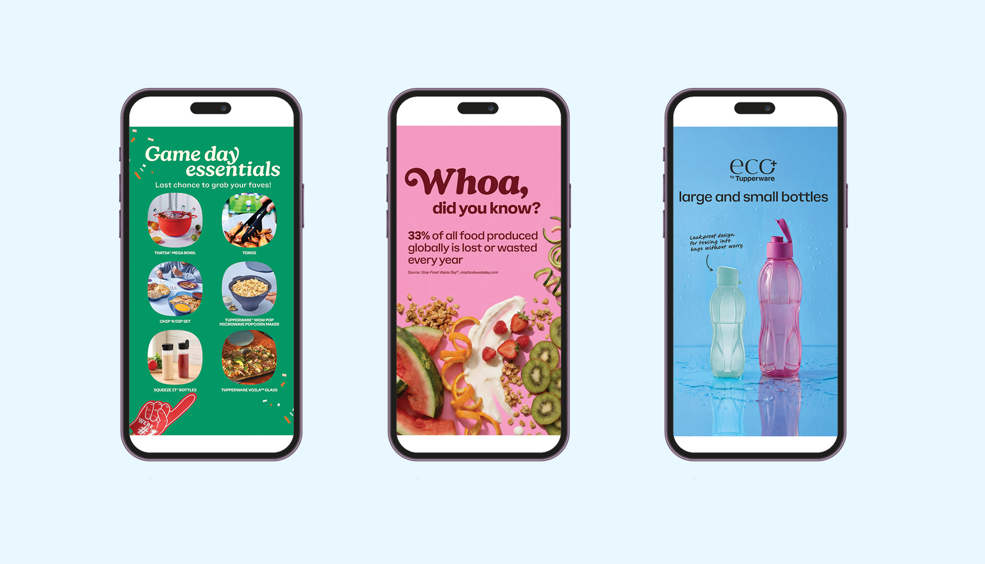  Below is a snapshot of Tupperware’s previous visual system across digital and social touchpoints. While the brand identity remained recognizable, the application of design elements varied significantly, resulting in a fragmented user experience.  Tu