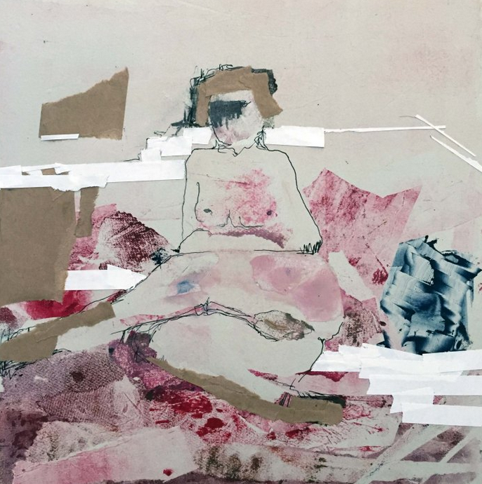 Ghost Vag - 12 x12 inches - Monotype with Chincole and Tape - 2015