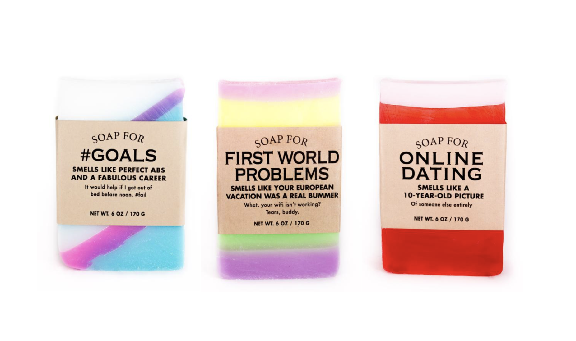 $8.95 per bar | These soaps bring new meaning to the phrase "You smell funny." Big selection. Available Online Now! Click here.
