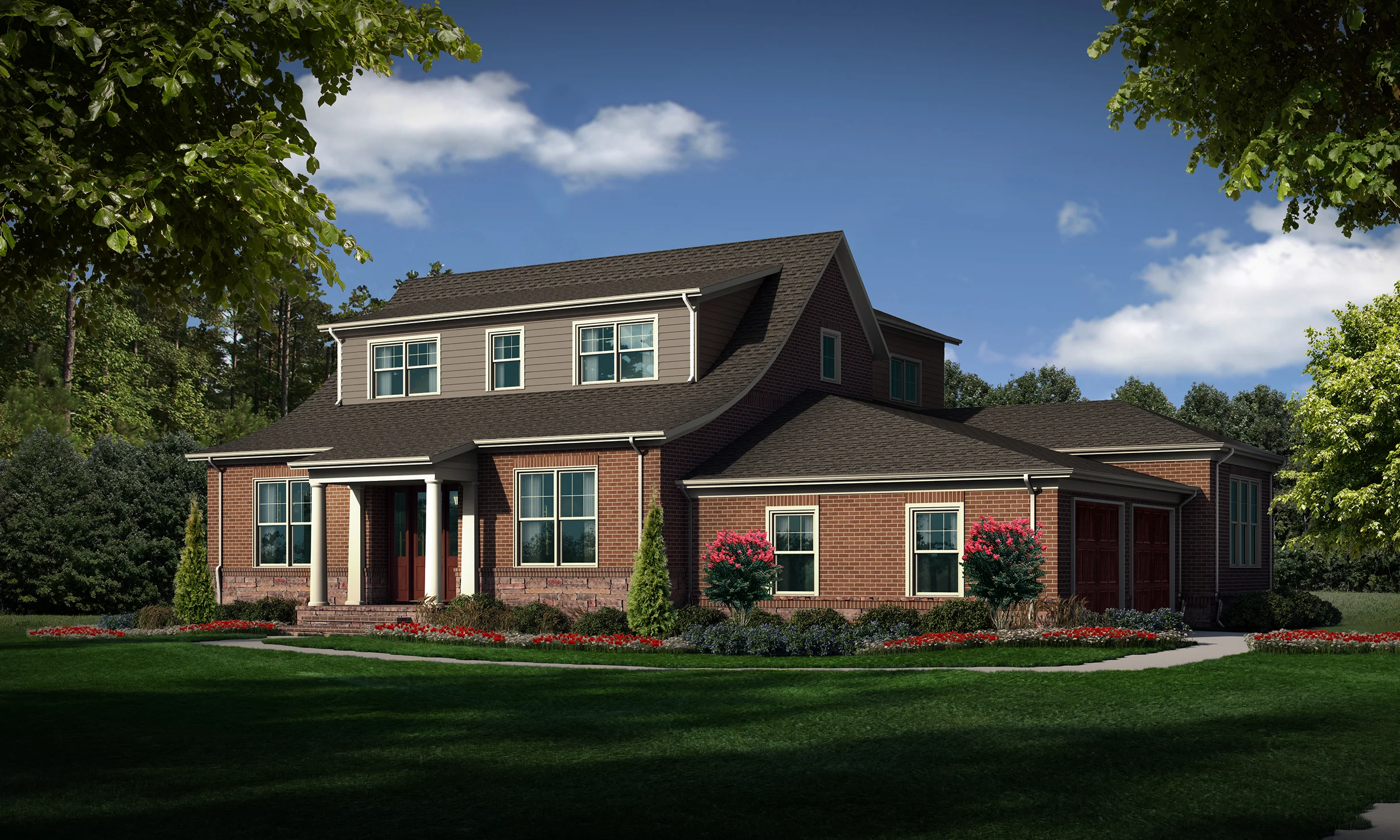 Option C (Brick) Total SF 4881 sq. ft. Total SF heated 3771 sq. ft. Bedrooms 4 Bathrooms 4.5 Width: 66’-6” Depth: 71’-6” Attached two-car garage Bonus room Rear covered porch Front covered porch