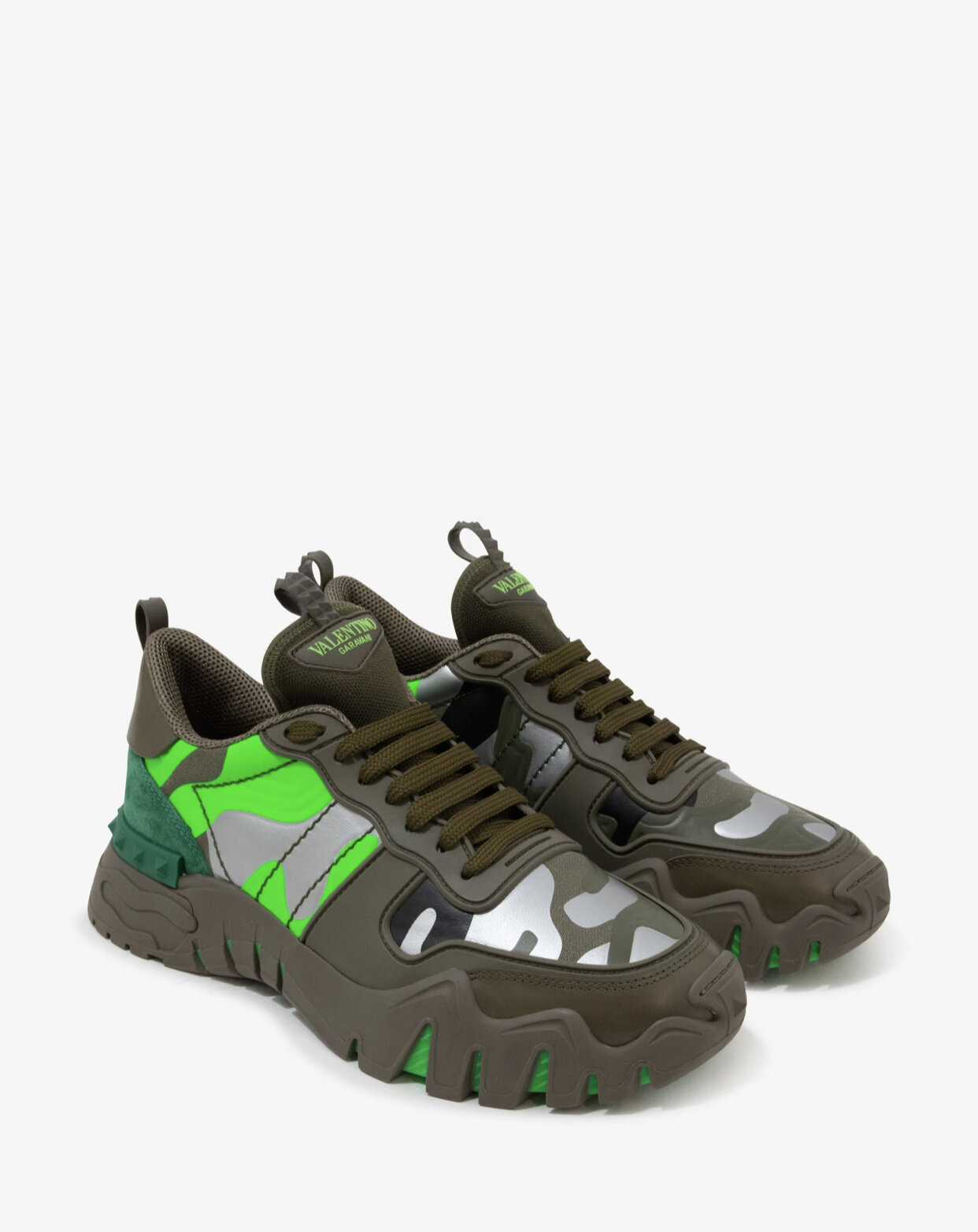 Valentino Garavani Green Camouflage Rockrunner Plus Trainers