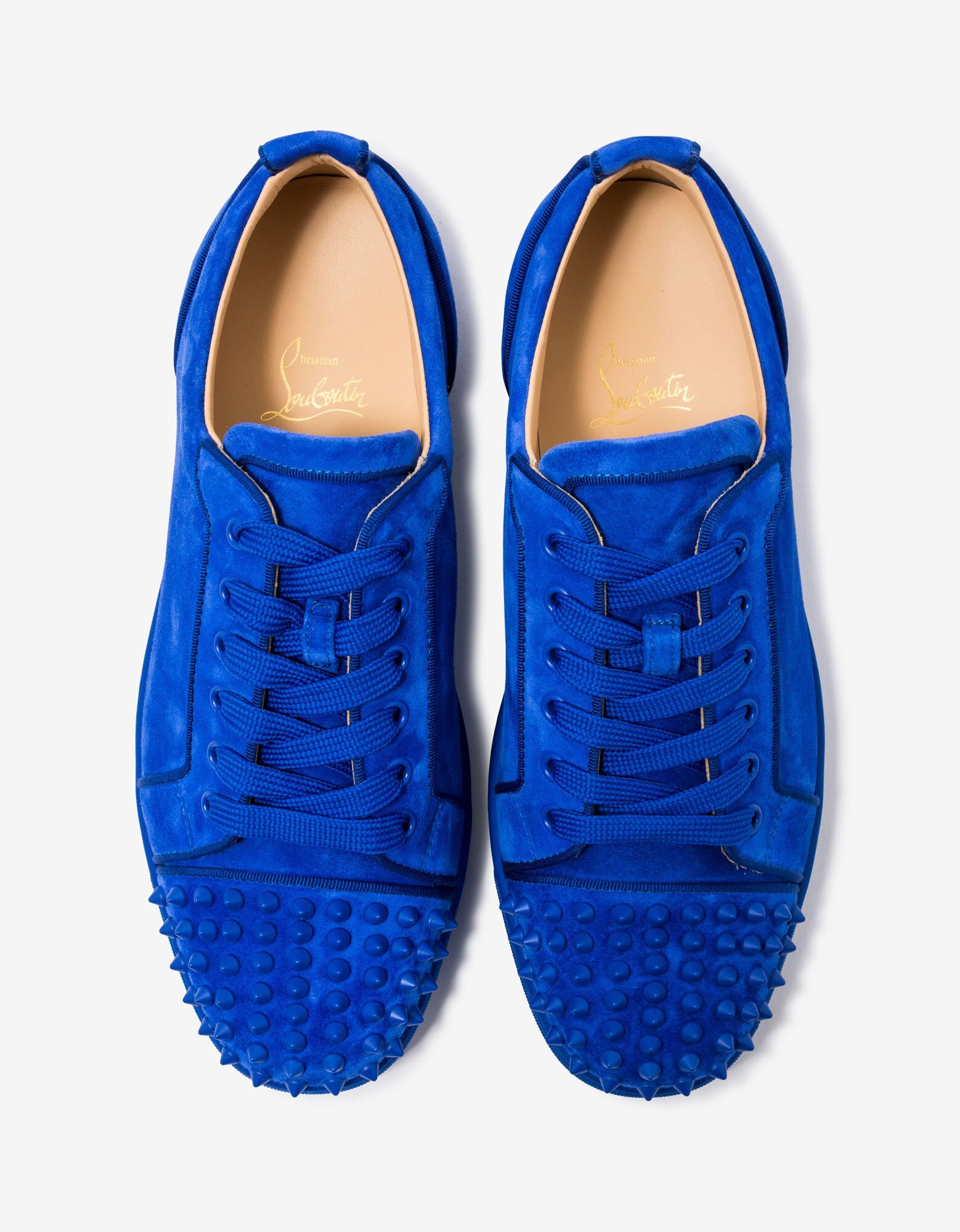Louis junior spike low trainers Christian Louboutin Turquoise size 42 EU in  Suede - 35302166