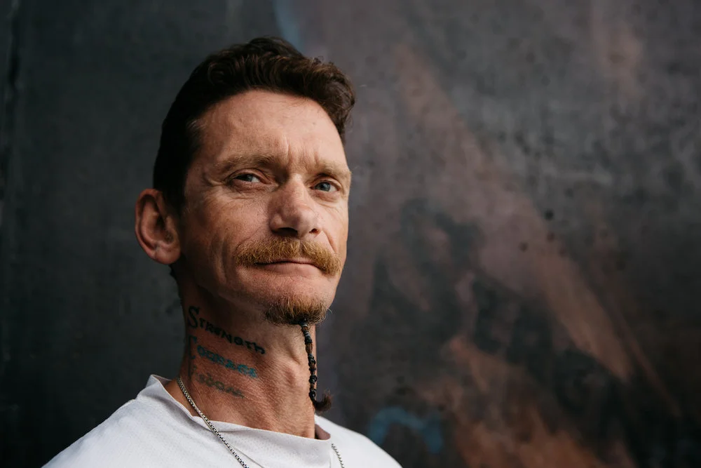 Brian, a community worker at Edmonton's Bissell Centre and part of the Pillars of Hope project mural, shot for ATB's Corporate Social Responsibility report, highlighting their outstanding work creating the Four Directions Financial Services in the Bissell. 