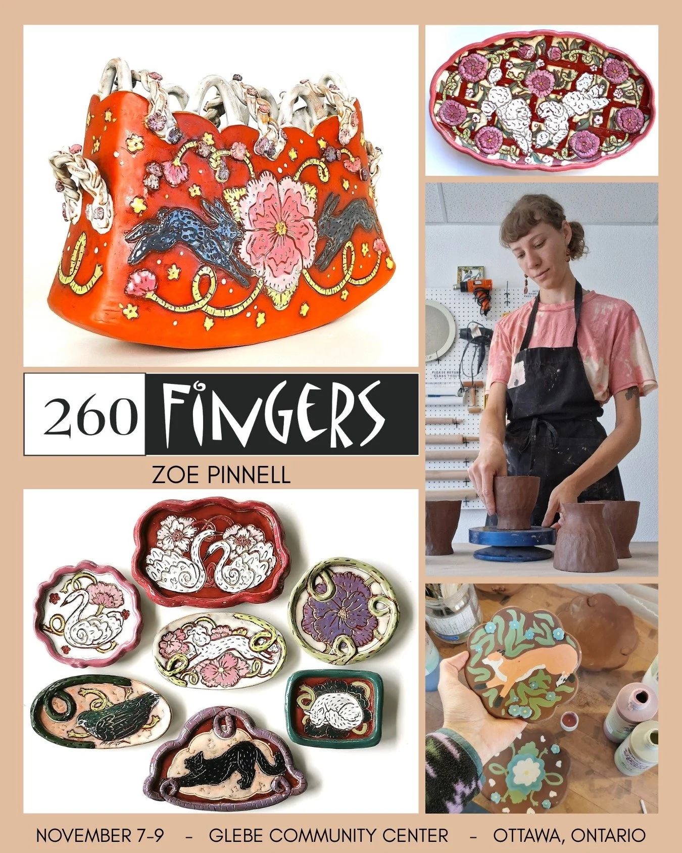 Zoe Pinnell is another artist invited to showcase with 260 fingers. Her playful and charming pottery will no doubt be popular with our collectors. Join us Friday evening from 6-9pm. It is always a fun event with snacks and wine. See you tomorrow!
#26