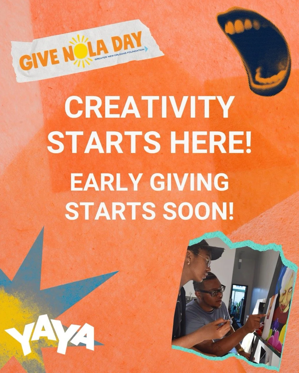 Creativity starts here. 🎨
Early giving kicks off soon.
Be part of what&rsquo;s coming.

GiveNOLA Day on May 5!
 🔗 Link in bio