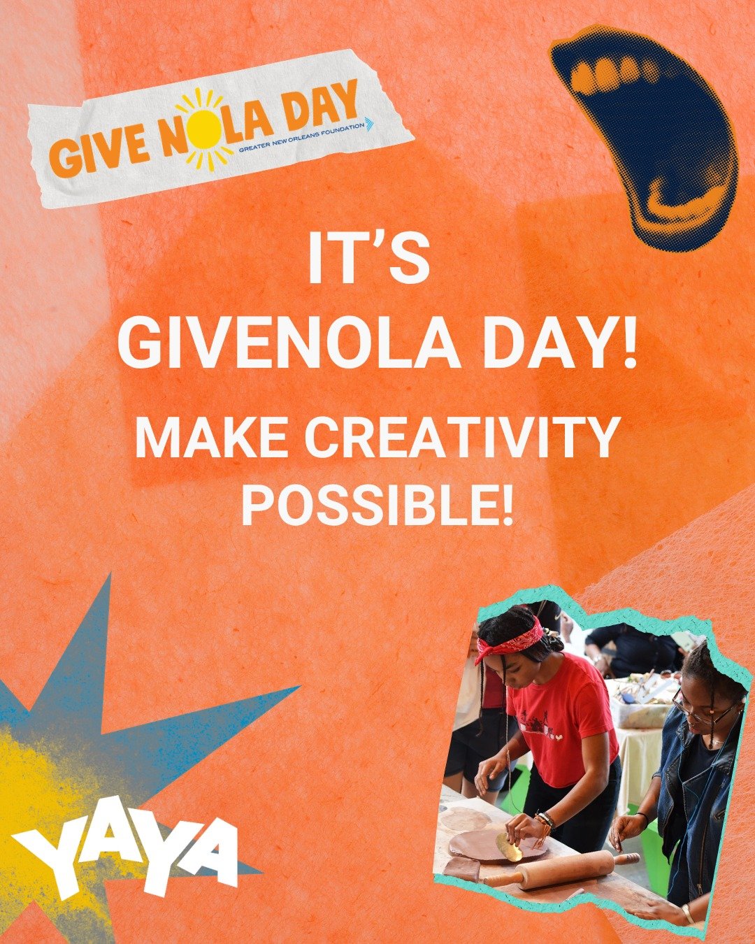 🎉 It&rsquo;s GiveNOLA Day! 🎨

Today is your chance to support YAYA and invest in young artists across New Orleans.

From visual arts to entrepreneurship training, YAYA equips youth with the tools to create, lead, and succeed.

💛 Make your gift tod