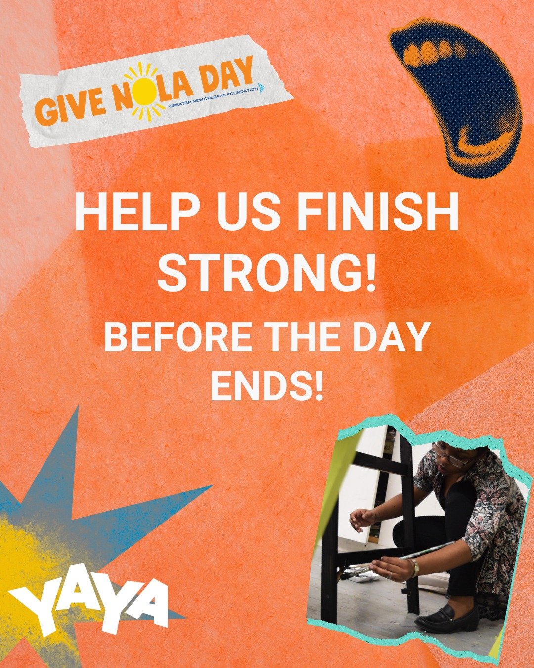 We&rsquo;re in the final hours of GiveNOLA Day 🎨

Just 6 hours left and we&rsquo;re $2,500 away from our $10,000 goal.

These moments matter.
Young artists learning, creating, and growing together with teaching artists&mdash;this is what your suppor