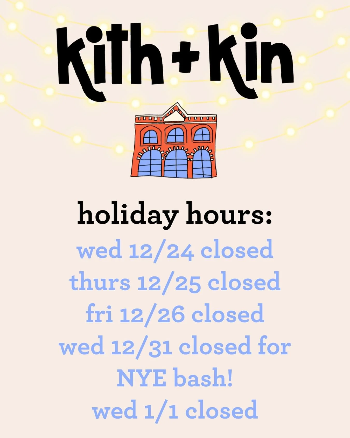 Attention friends! 

We will be open Monday and Tuesday for all your play needs before taking a quick holiday break from Wednesday-Friday! The following week we will be closed on New Year&rsquo;s Eve and Day to host our annual NYE bash (have you gott