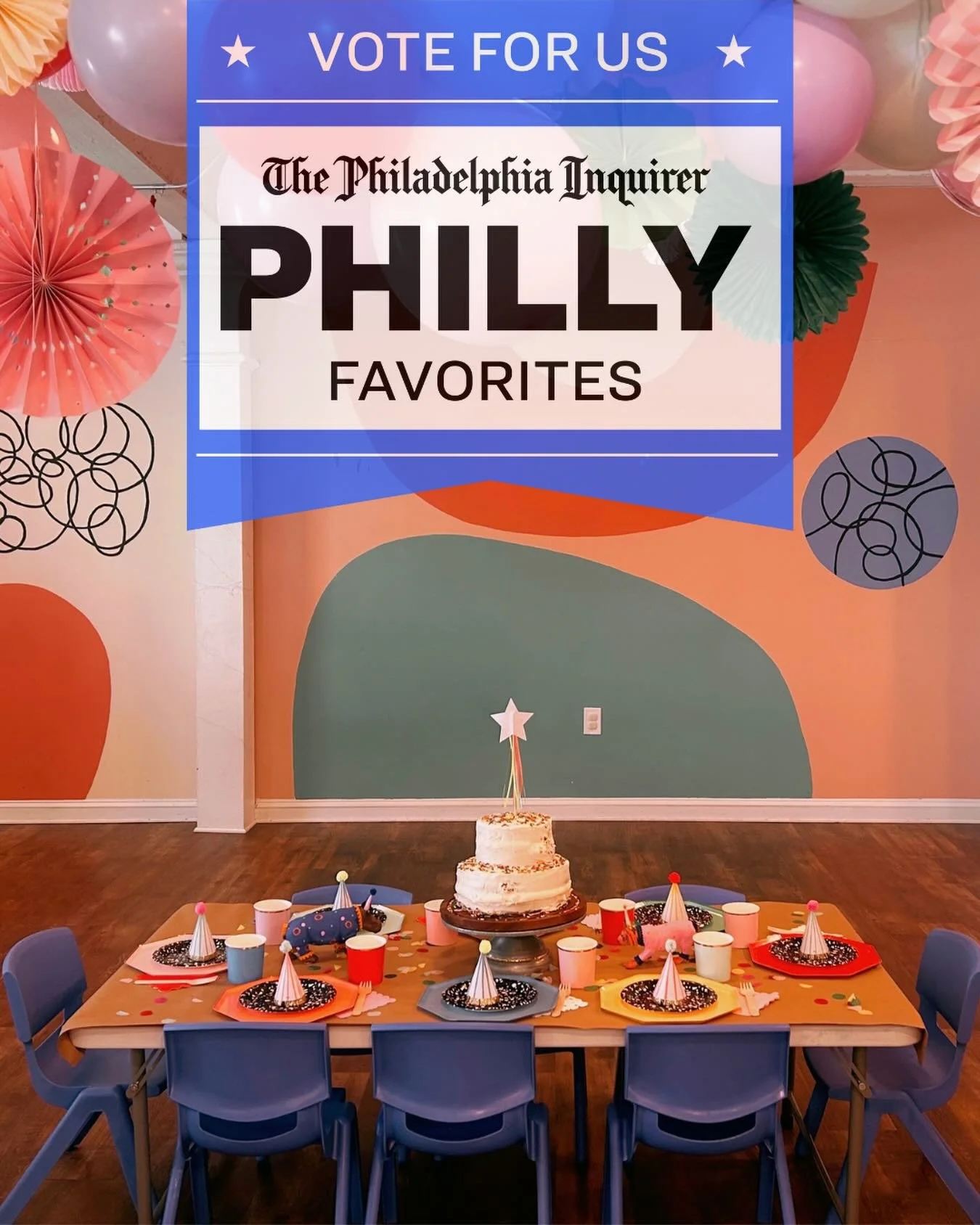 We&rsquo;ve been nominated for BEST Children&rsquo;s Party Venue for the third year by @phillyinquirer&rsquo;s Philly Favorites and we&rsquo;d love to take that honor on home! You can cast your vote for us TODAY (and every day!) until February 27th!!
