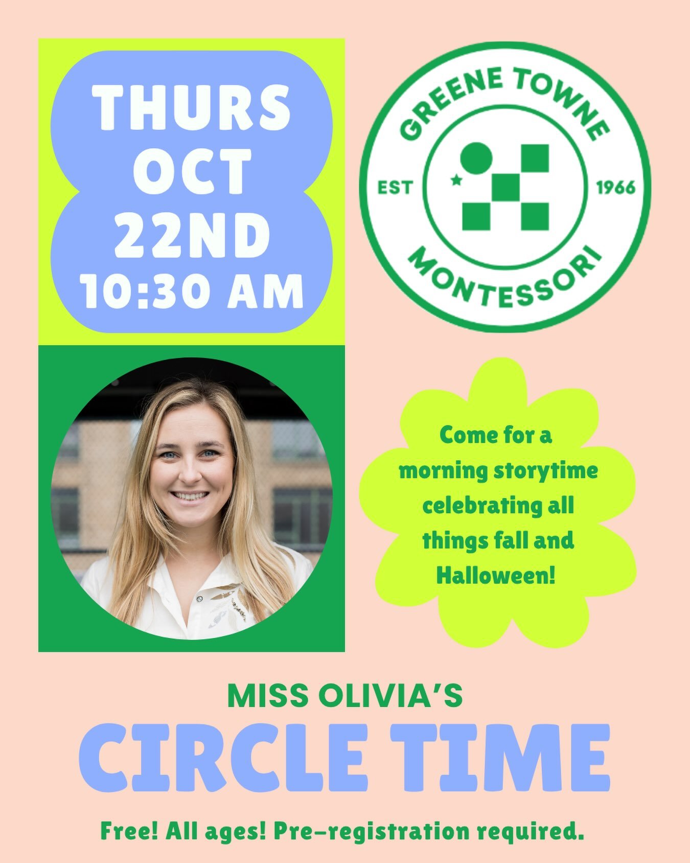 This Thursday! We have a few spots left for this fun, seasonal storytime with Miss Olivia of @greenetowne! 

This class is free for the community, but please register in advance to claim a spot!