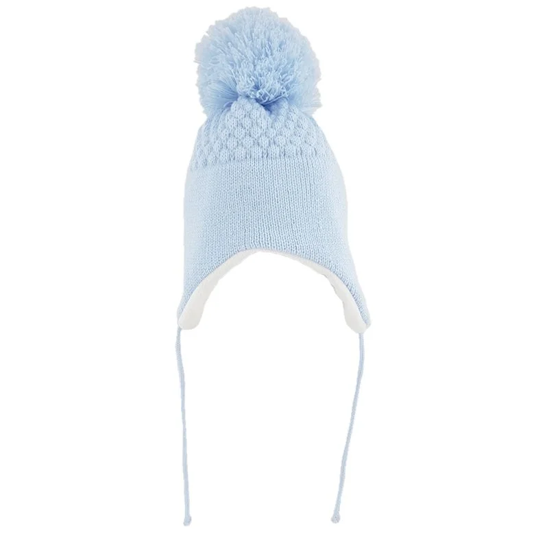 light blue pom beanie