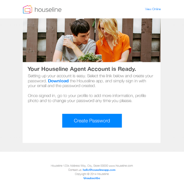 Houseline account creation email