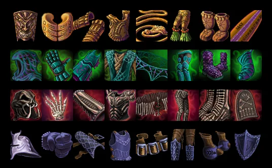 IN-GAME ICONS. ORIGINALLY 31X31PX EA. TEXT BASED MMORPG: DOMAIN OF HEROES. (click to see constrained resolution)