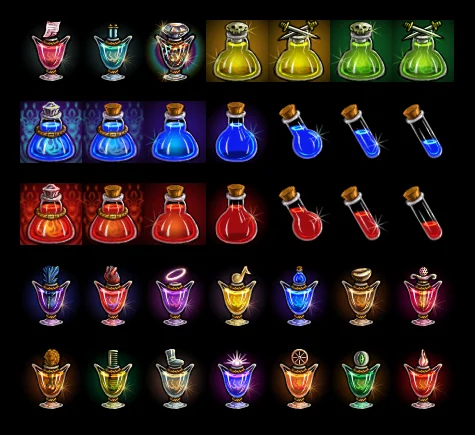 IN-GAME ICONS. ORIGINALLY 31X31PX EA. TEXT BASED MMORPG: DOMAIN OF HEROES. (click to see constrained resolution)