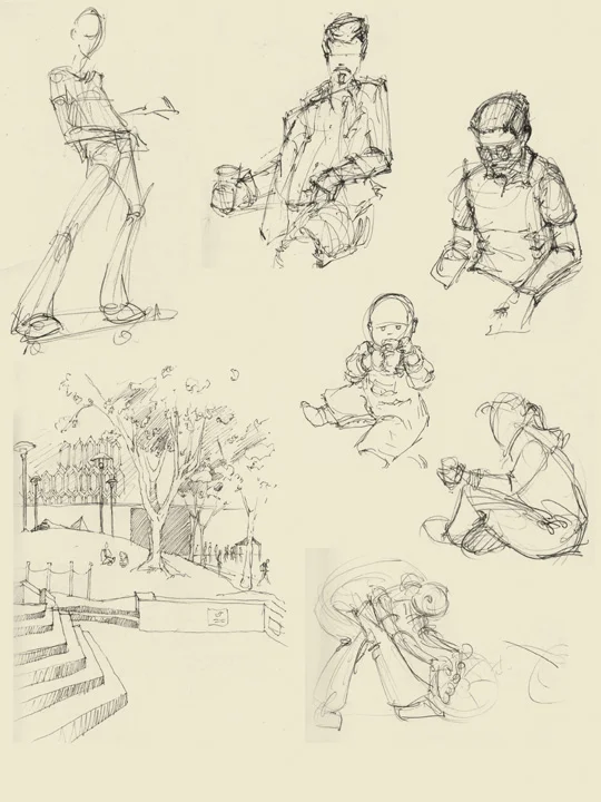 LIFE STUDIES. PEN ON PAPER.