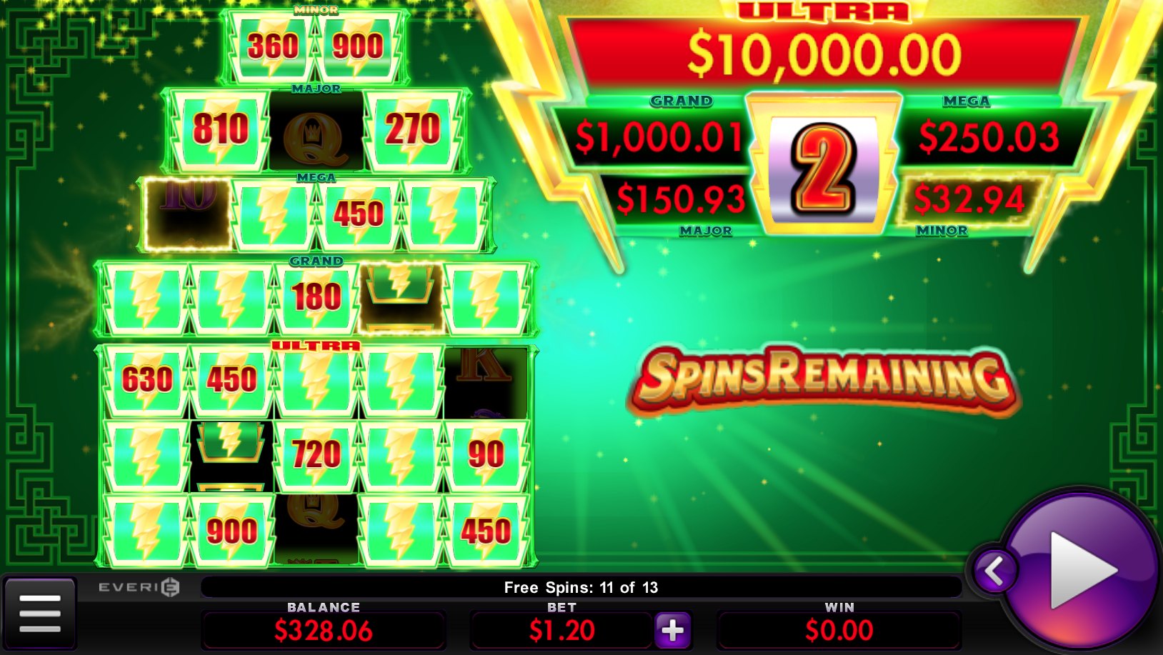 Power Shot Prosperity; bonus game, landscape orientation
