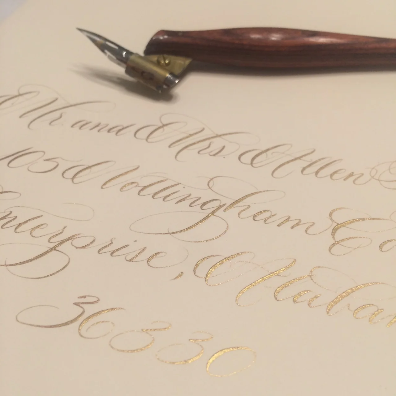 Peony script in gold ink / Grace Calligraphy