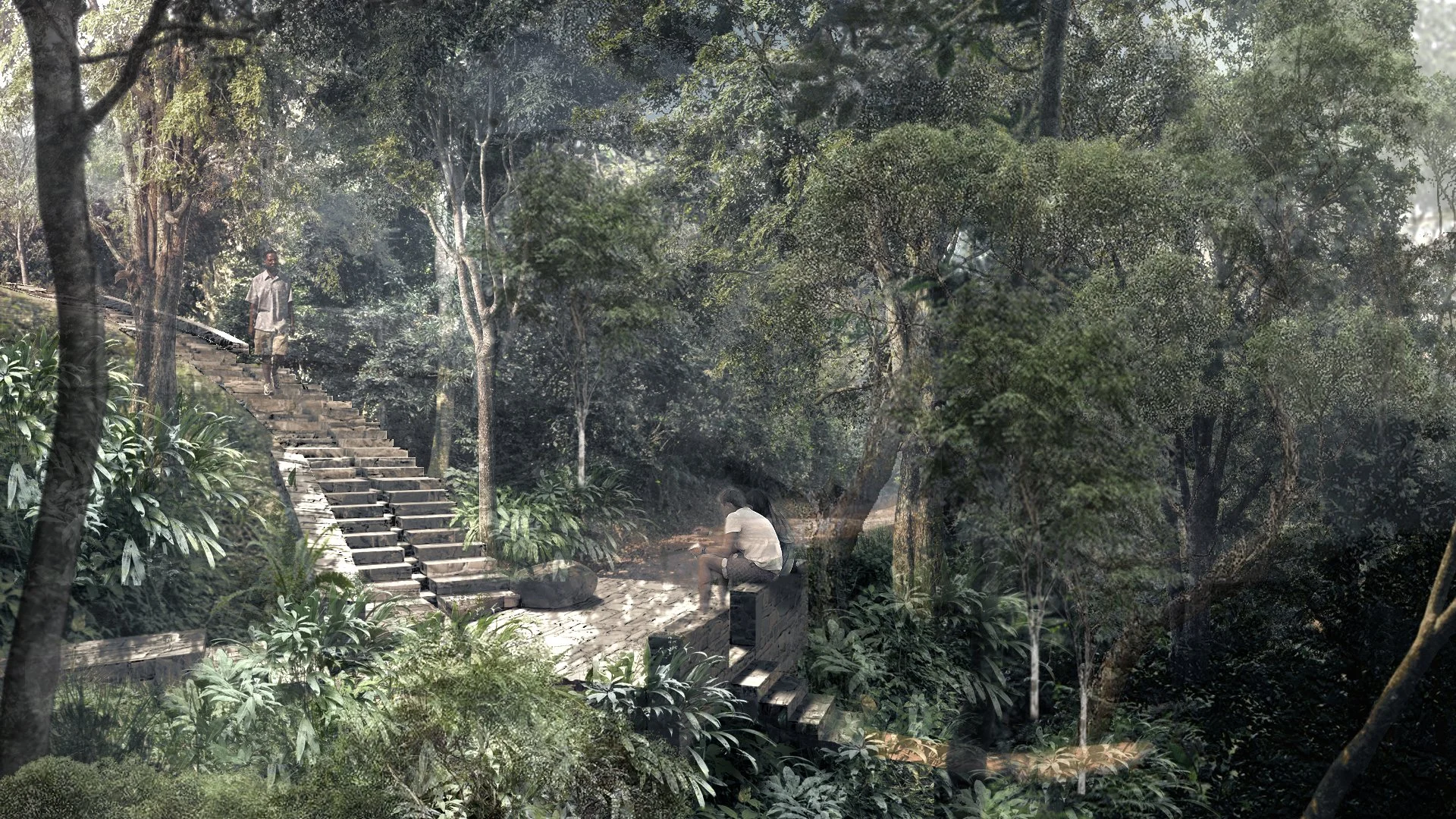Stepped path leading to a forest terrace.jpg