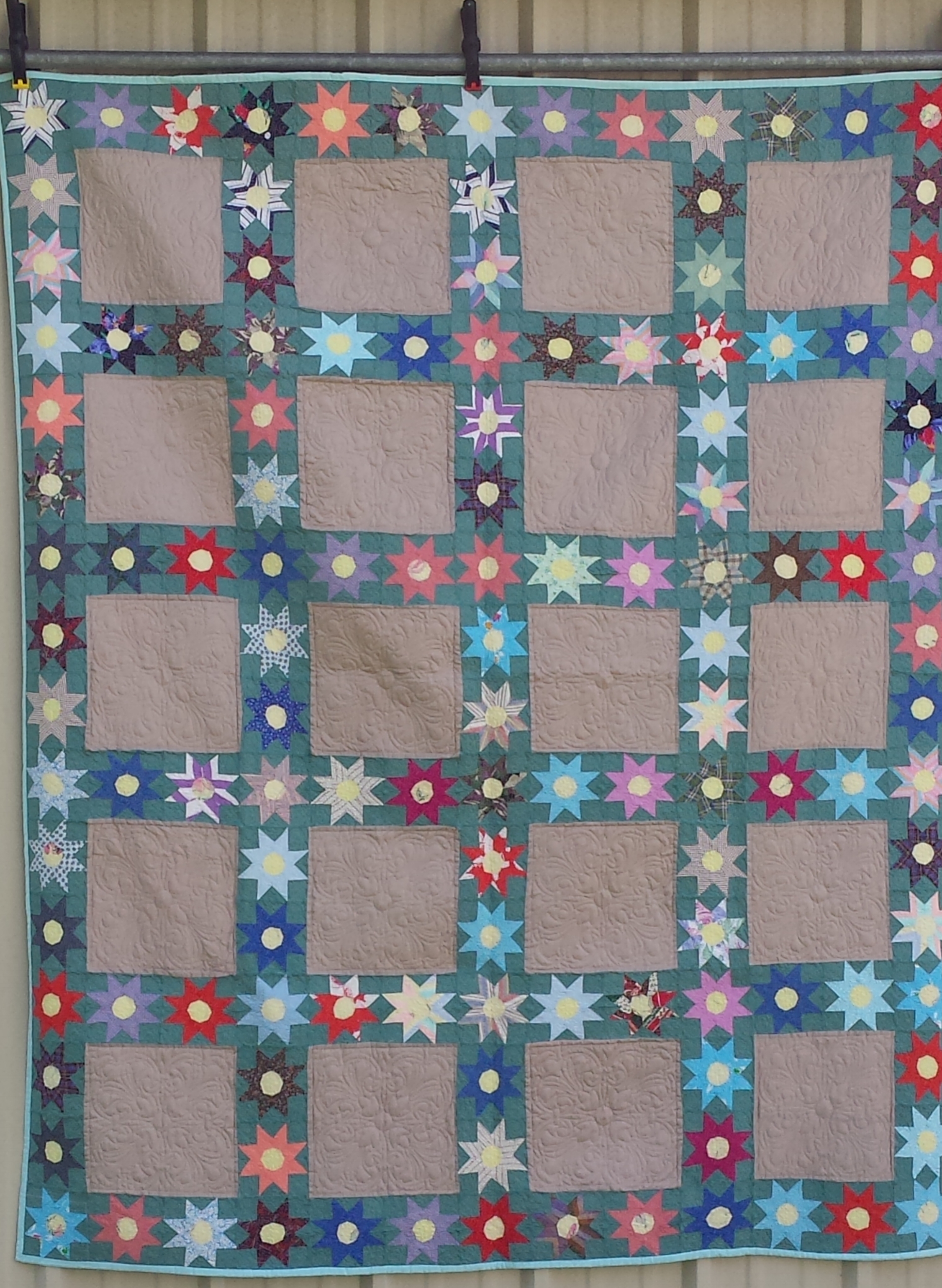 Tan with Blue Stars