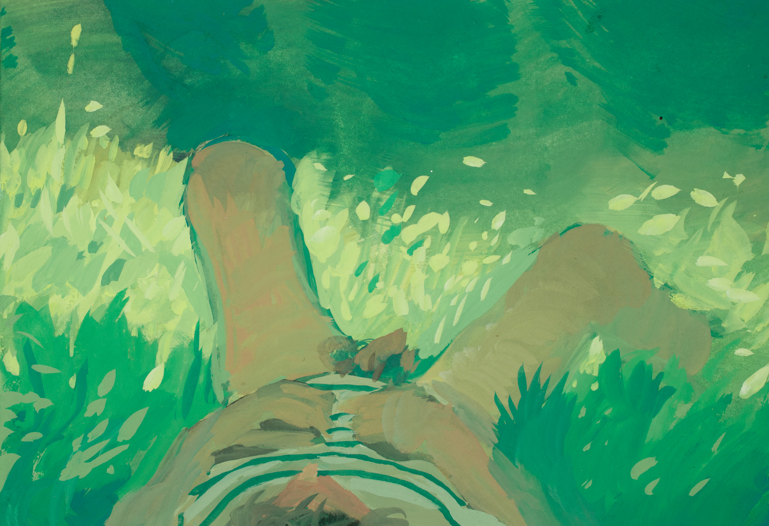 40_“lying in the grass face up”, 5” X 7”, Gouache on Paper, 2014.jpg