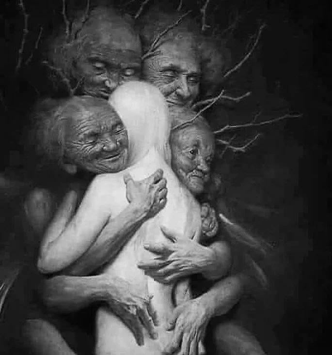We are entering the portal of Samhain. The threshold time, crossing over into the dark half of the year. The keepers of these threshold times hold great power as guides for our descent. 
The beloved and tormented dead are known to come through now.