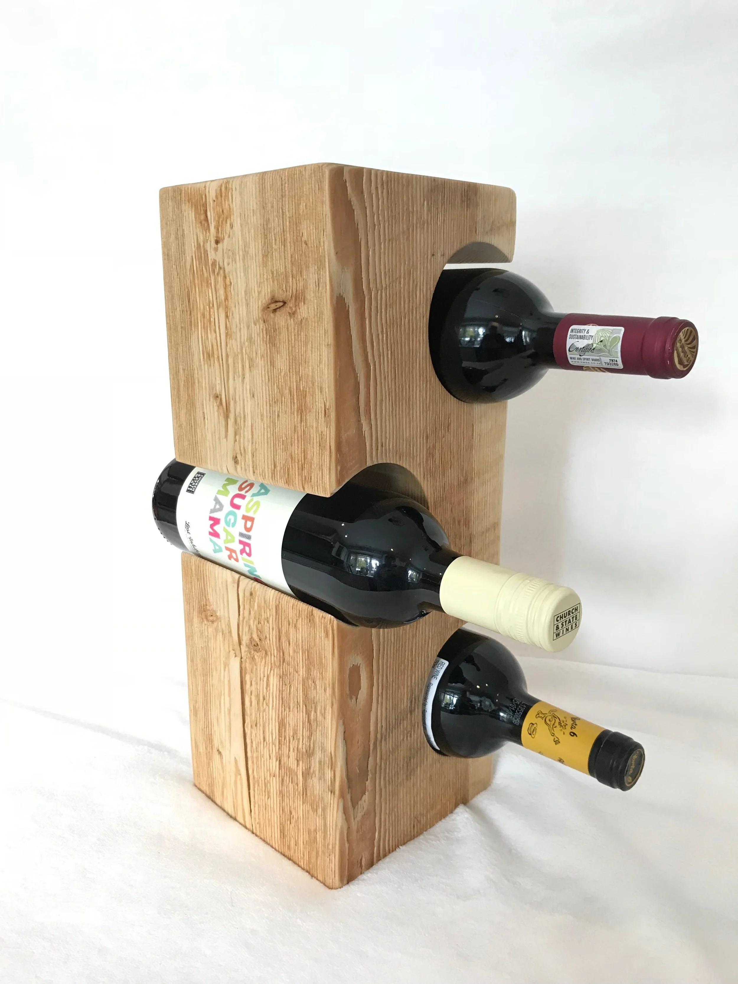 3 Bottle Timber Wine Rack