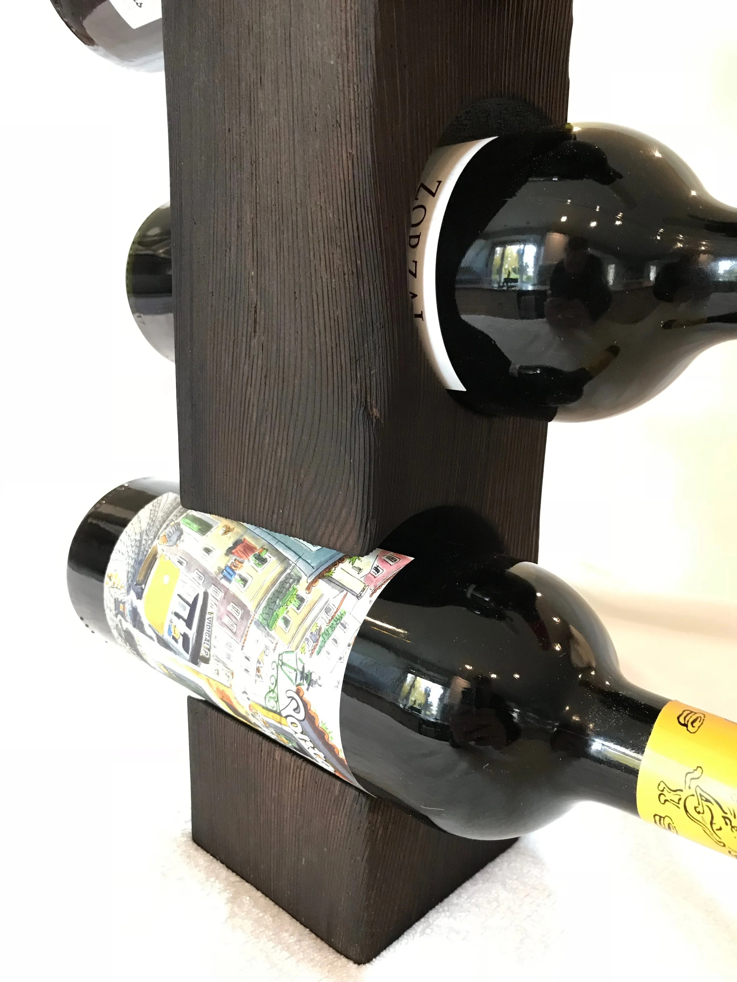 Chared Cedar Wine Rack Shou Sugi Ban Close Up