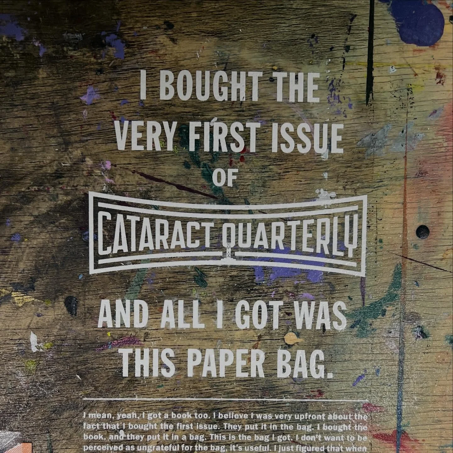 Today is the day! We&rsquo;re topping the cupcakes, icing the coolers, testing the speakers, picking up sambusa, bagging our barrier bombs, and printing on tables in celebration of Cataract Quarterly No. 1!

301 Cedar Avenue. 5-10pm, with a 30-minute