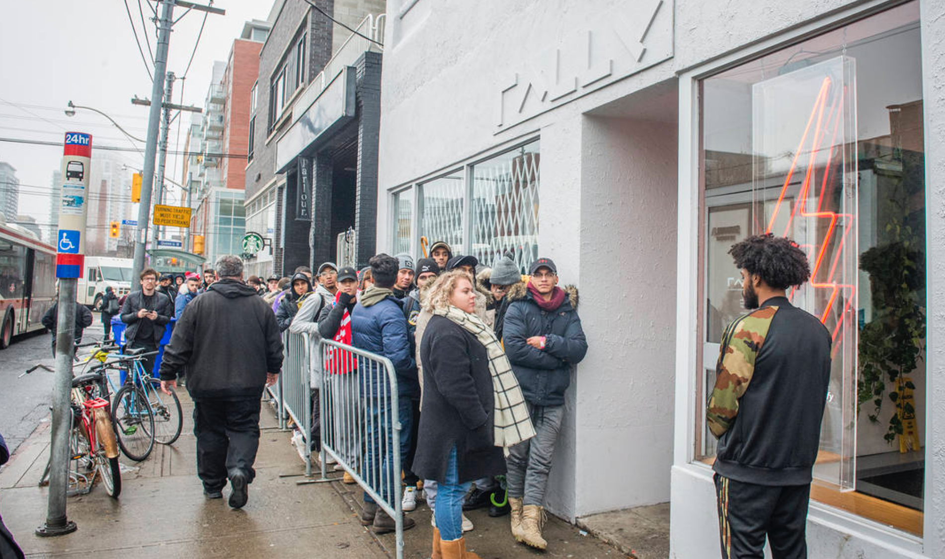 Line-ups at Rally Ossington, 2016.