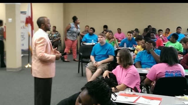 Anthony delivering the keynote speech for the AIDT Ready to Work Training Program