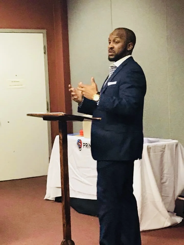 Anthony delivering a message titled "The Measure of a Man" at the inaugural Men's Empowerment Workforce Development seminar!