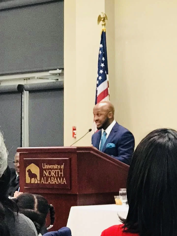 Anthony delivering the keynote address for the 2019 Northwest Alabama MLK Memorial Banquet