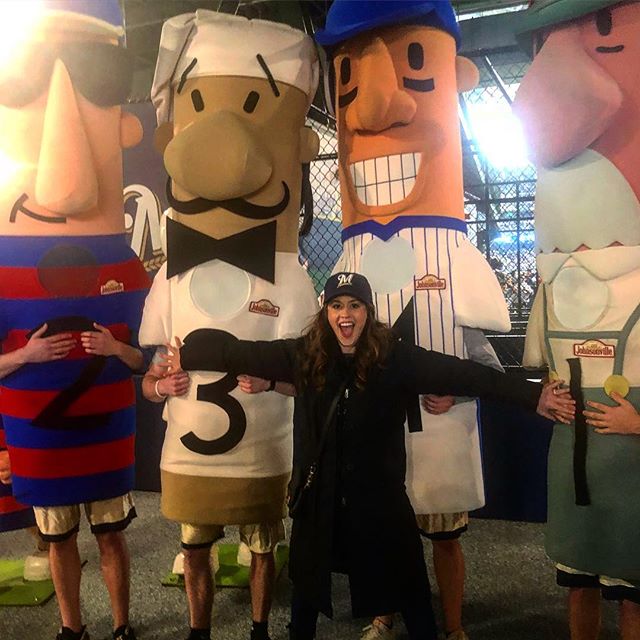 @wiscoqueens #creator @katiegoffman with the @johnsonville #sausages before the race at #millerpark on #openingday !!! Go @brewers !! #thisismycrew #WATCH Episodes 1-5 of #wiscoqueens on @youtube !