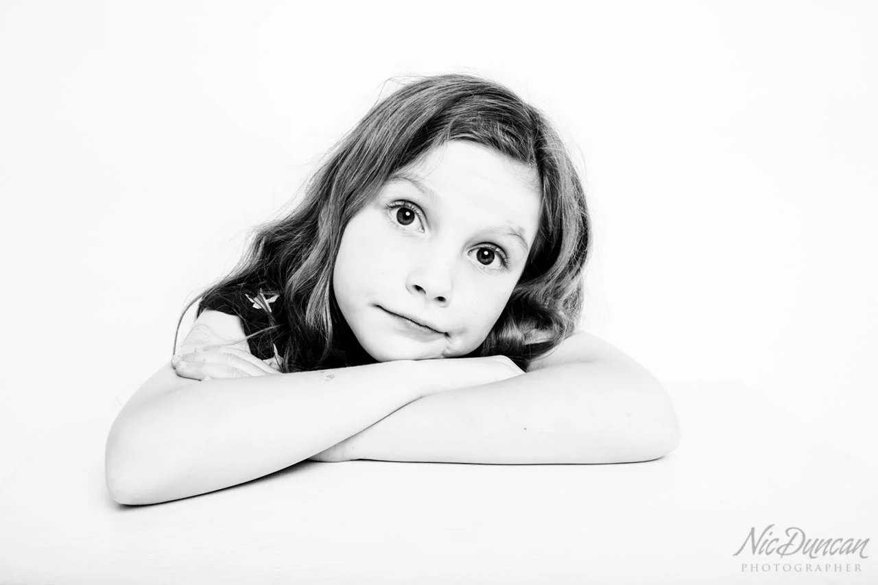 Black and white studio portrait